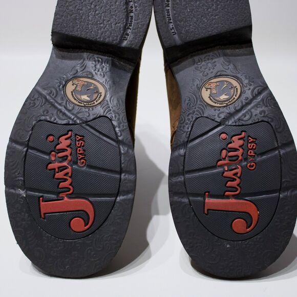 Justin Gypsy L9903 8” Brown Purple Leather Embroidered Western Boots Women's 8B - Picture 7 of 15